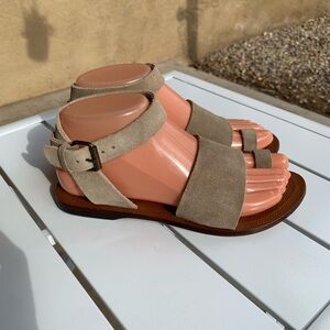 Free People sand taupe color suede flat sandals size 5.5-6 ( European 36)